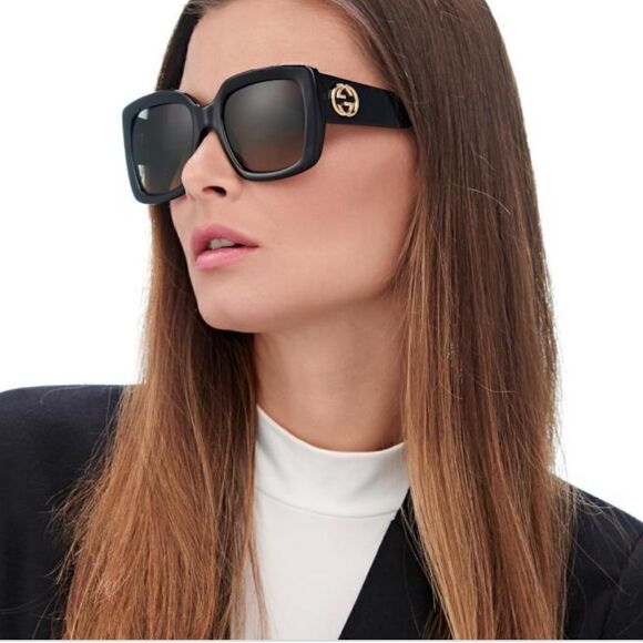 GUCCI Sunglasses GG0141SN 001 Black/Grey Women NEW - Picture 1 of 10